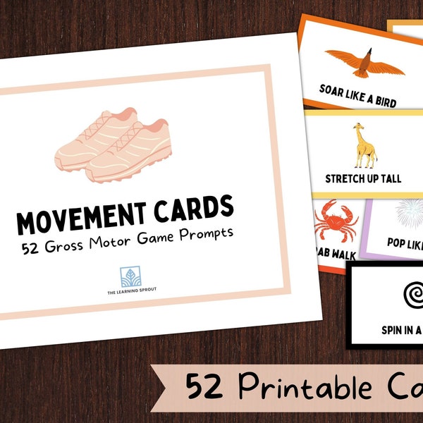 Printable Movement Cards / Gross Motor Activity / Preschool Flash Cards