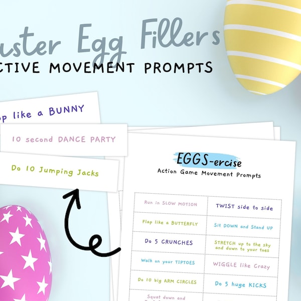 Printable Easter Movement Cards / Spring Gross Motor Activity / Preschool Active Game