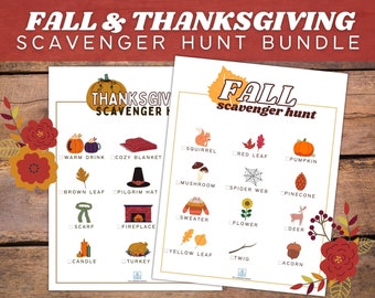 Fall Scavenger Hunt / Thanksgiving Printable Activity Bundle