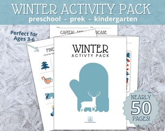 Winter Activity Printable Pack / Holiday Quiet Book / Christmas Preschool Worksheets