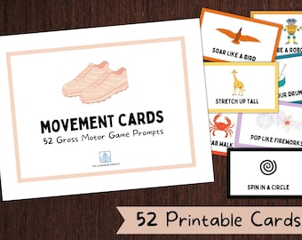 Printable Movement Cards / Gross Motor Activity / Preschool Flash Cards