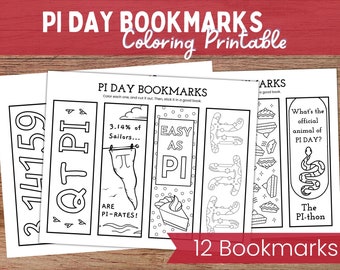 Pi Day Printable Bookmarks / STEM Coloring Pages / Math Bookmark Set