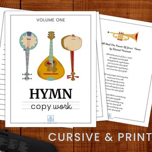 Christian Hymn Copywork / Homeschool Handwriting Practice / Penmanship Educational Printable