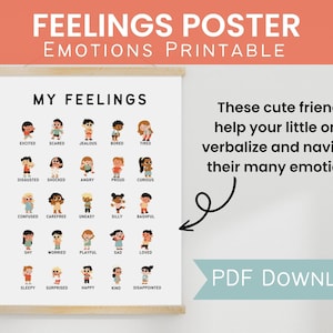 Educational Prints / Emotions Chart / Feelings Classroom Poster