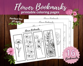 Flower Printable Bookmarks / Coloring Pages / Bookmark Set