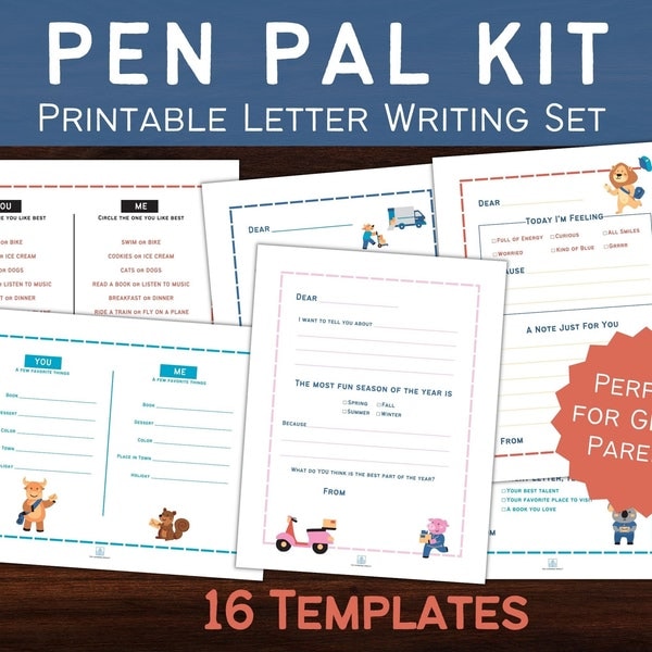 Pen Pal Kit / Letter Writing Set for Grandparent Gifts / Long Distance Snail Mail Printable