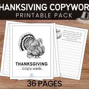 Thanksgiving Handwriting Copywork / Fall Penmanship Educational Printable