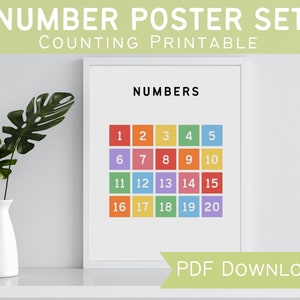 Number Educational Prints / Counting Classroom Poster / Preschool Math Poster