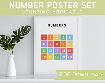 Number Educational Prints / Counting Classroom Poster / Preschool Math Poster