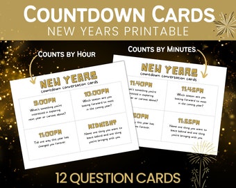 New Years Conversation Cards / Printable New Years Eve Countdown Conversation Starter Dinner Cards