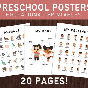 Preschool Educational Prints Emotions Classroom Poster Kindergarten Alphabet Poster Bundle