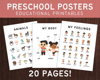 Preschool Lerndrucke Emotionen Klassenzimmer Poster Kindergarten Alphabet Poster Bundle