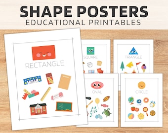 Cartel de formas / Decoración del aula preescolar / Aprender formas Arte educativo de la pared