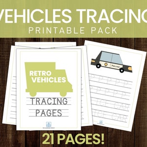 Vehicles Tracing Preschool Worksheets / Truck Handwriting Printable