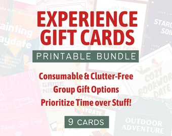 Experience Gift Certificate Bundle, Clutter Free Printable Gift Tag, Consumable Last Minute Group Gift Voucher, Grandparent Teen Gift Card