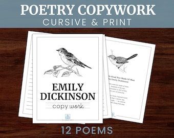 Emily Dickinson Poezja Kopiowanie / Wiersz Pismo odręczne / Pismo odręczne Edukacyjne Wydrukowane