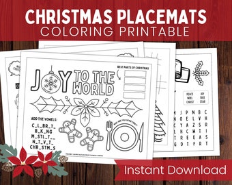 Christmas Placemats Printable / Kids Table Christmas Coloring Pages