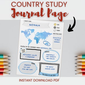 Country Study Geography Printable / Social Studies Worksheet Digital Download