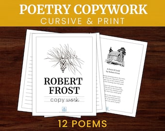 Robert Frost Poezja Copywork / Wiersz Pismo odręczne / Pismo odręczne Edukacyjne Wydrukowane