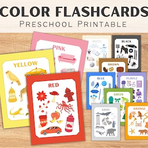 Kleurafdrukbare flashcards / voorschools educatief spel