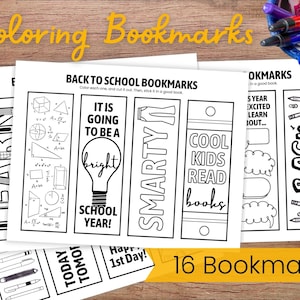 Back To School Printable Bookmarks / First Day of School Coloring Pages / Homeschool Bookmark Set