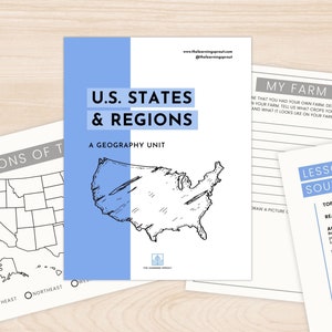 Unidad de estudio de estados y regiones de EE. UU. Primaria 50 estados Geografía de América Educación en el hogar Estudio de unidad de EE. UU.
