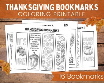 Thanksgiving Coloring Bookmarks / Printable Fall Coloring Pages