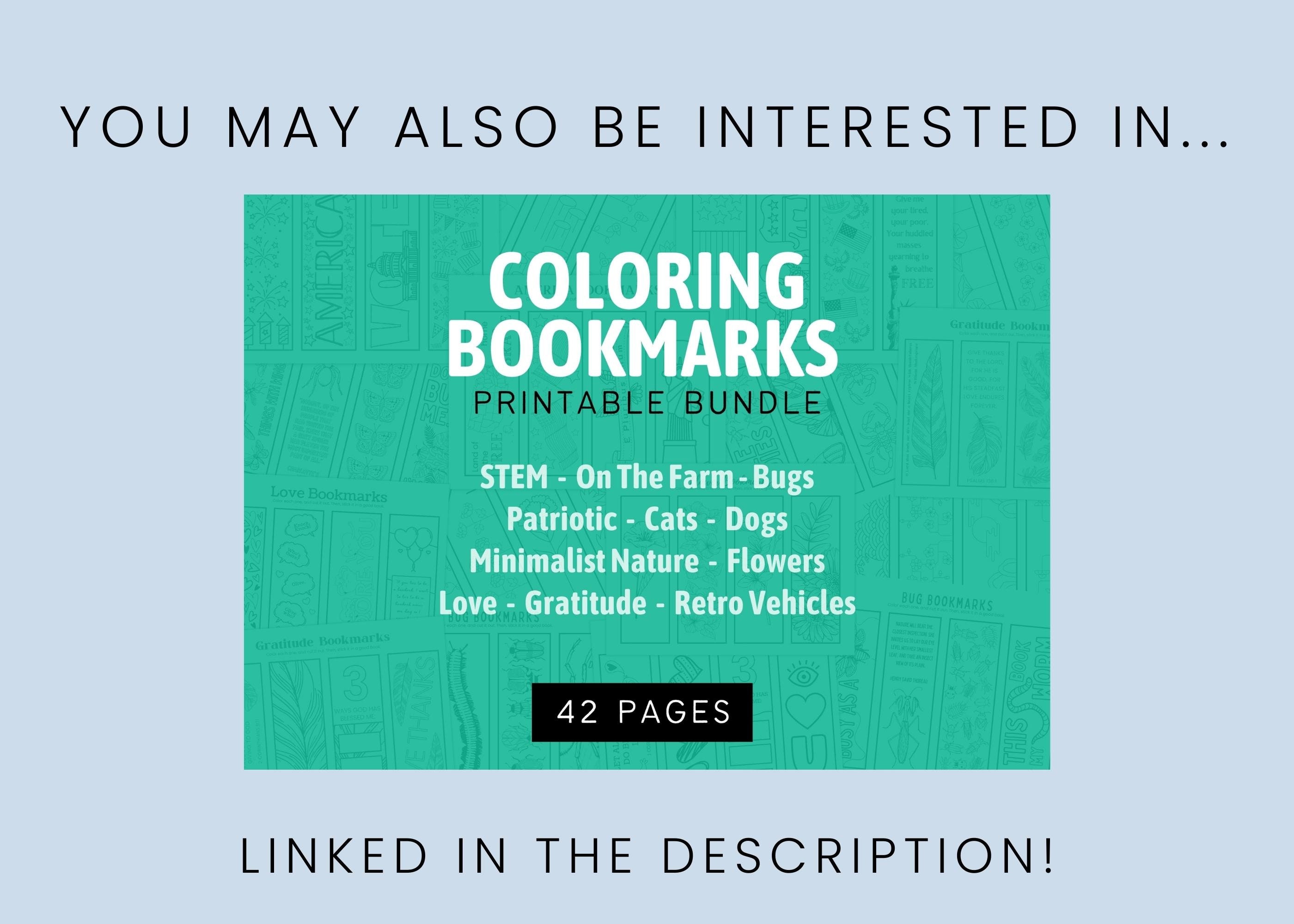Flower Printable Bookmarks / Coloring Pages / Bookmark Set - Etsy