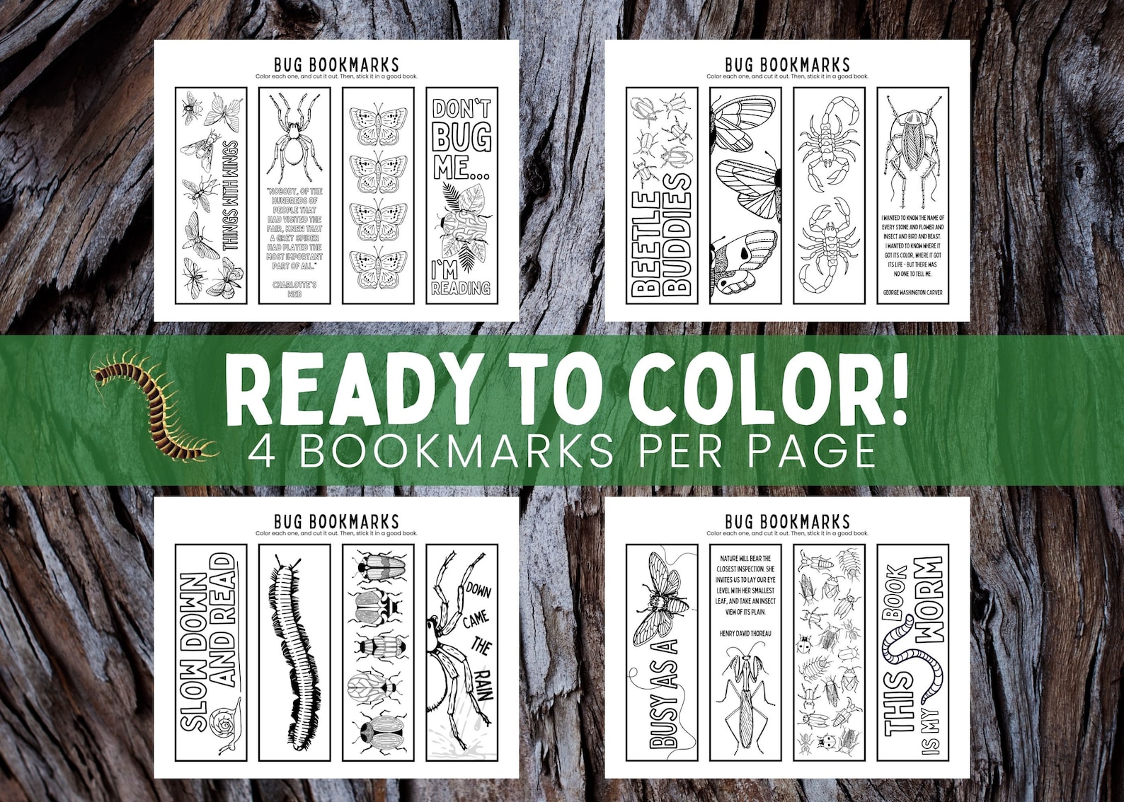 Bug Printable Bookmarks / Insect Coloring Pages / Butterfly Bookmark ...