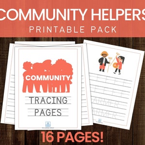 Community Helpers Tracing Preschool Worksheets / Jobs Handwriting Printable Bundle