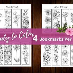 Puede incluir: P&aacute;ginas para colorear de marcadores de flores imprimibles. Cuatro marcadores por p&aacute;gina, listos para colorear. Los marcadores presentan una variedad de flores, incluyendo rosas, margaritas y amapolas.