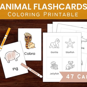 Flashcard animali / Schede flash animali da colorare stampabili