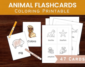 Tarjetas didácticas de animales / Tarjetas didácticas de animales para colorear imprimibles