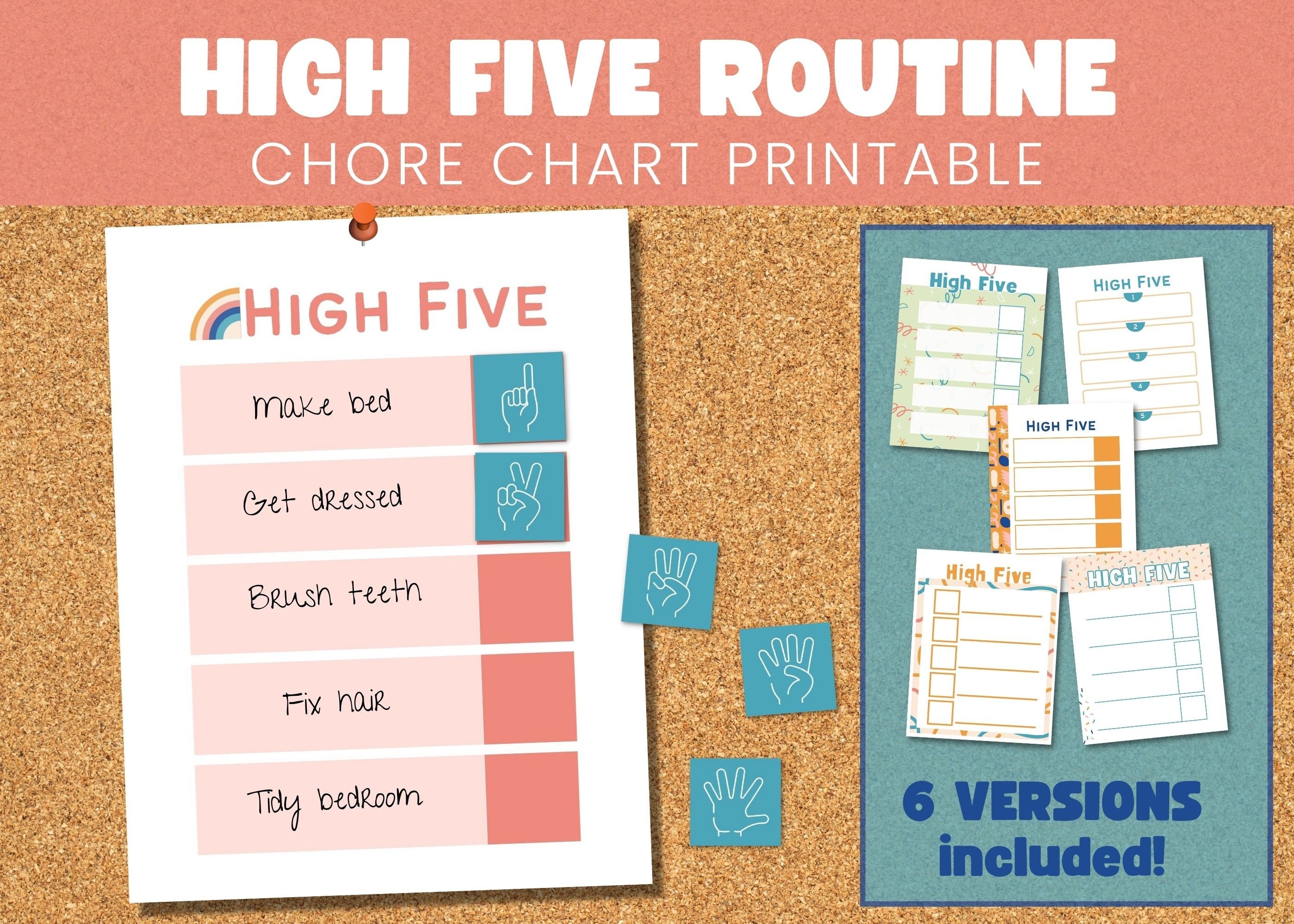 High Five Routine Chore Chart Printable / Daily Checklist for Kids - Etsy