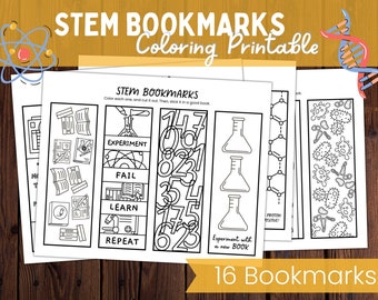 Segnalibri stampabili STEM / Pagine da colorare scientifiche / Set di segnalibri matematici