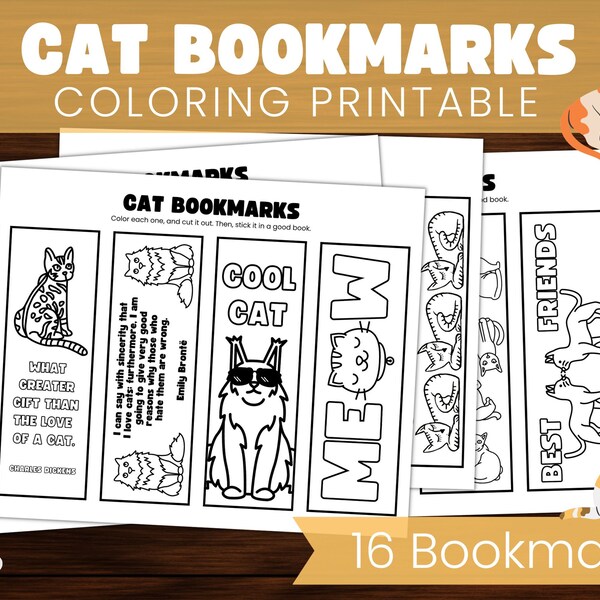 Cat Bookmark Printable - Etsy