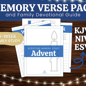 Pacote de versículos para memória do advento para feriados / cartões de versículos bíblicos para impressão de Natal