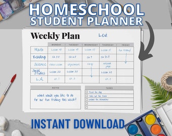 Homeschool Planner / Printable Student Planner / Weekly Academic Planner