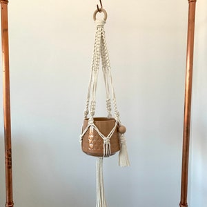 Macrame Hanging Planter w/ Tan Ceramic Pot image 2