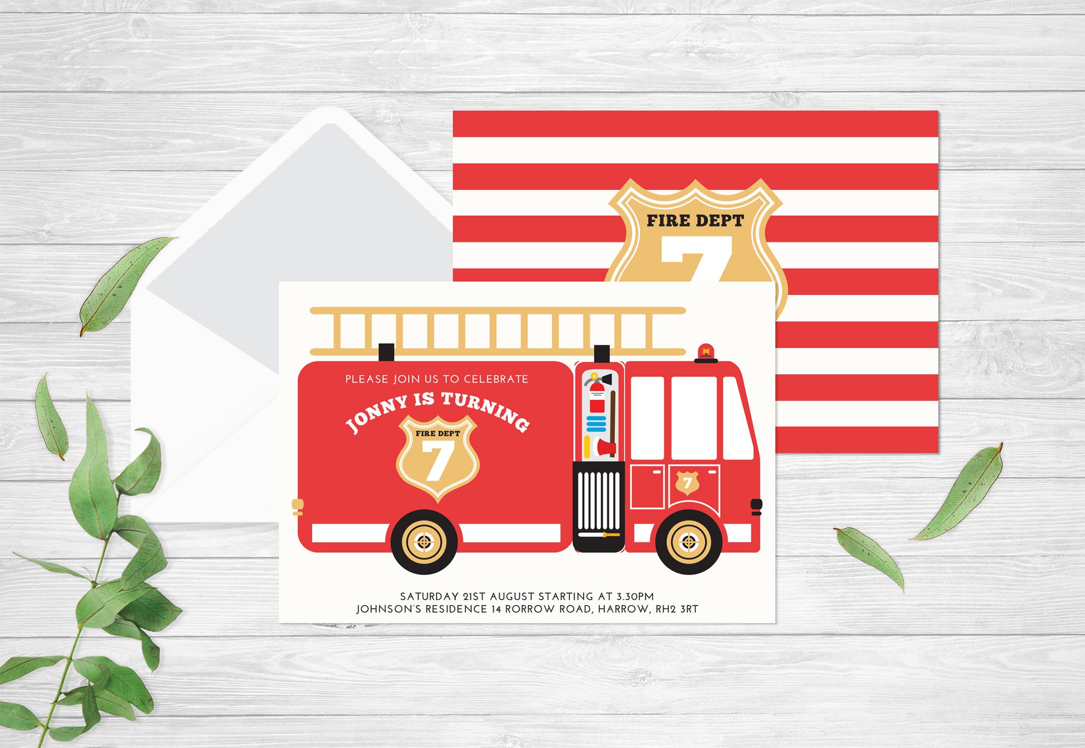 Firefighter birthday set birthday party printable decorations | Etsy