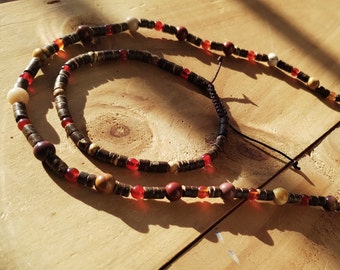 collier bois et pierres homme, bracelet naturel pour homme, bijou pierres de gemmes, collier tribal naturel, bracelet gemme et bois cocotier