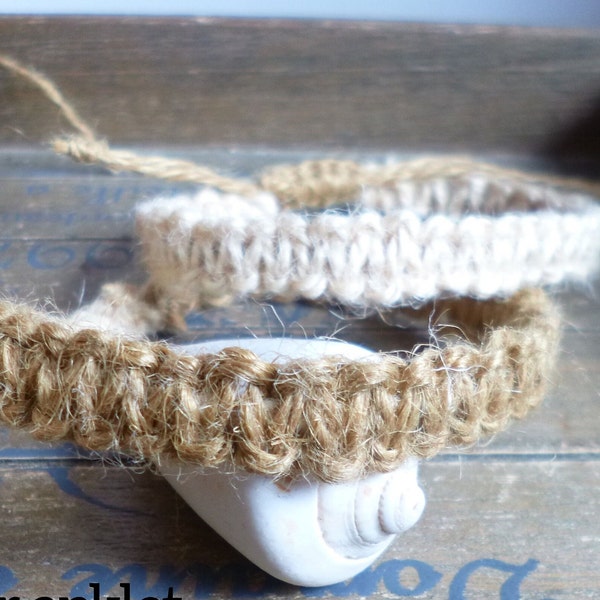 bracelet en chanvre pour homme, macramé réglable, bracelet discrèt pour homme, bracelet en jute, couleur naturelle, ethnique, tribal