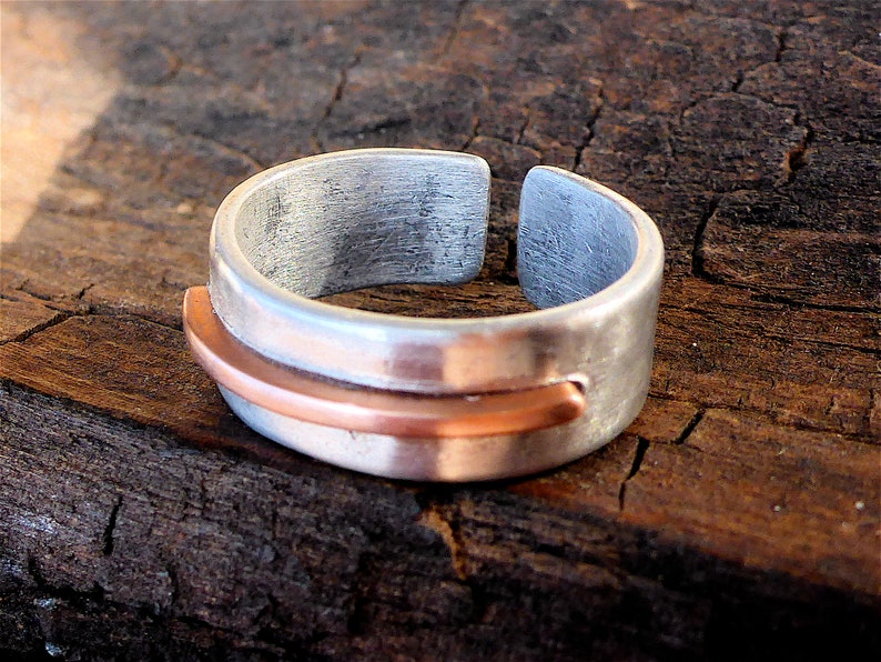 unique ring handmade disc ring women/'s craft ring women/'s Celtic ring original textured ring copper aluminium ring