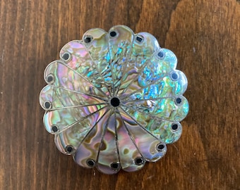 Vintage Abalone and Silver Brooch