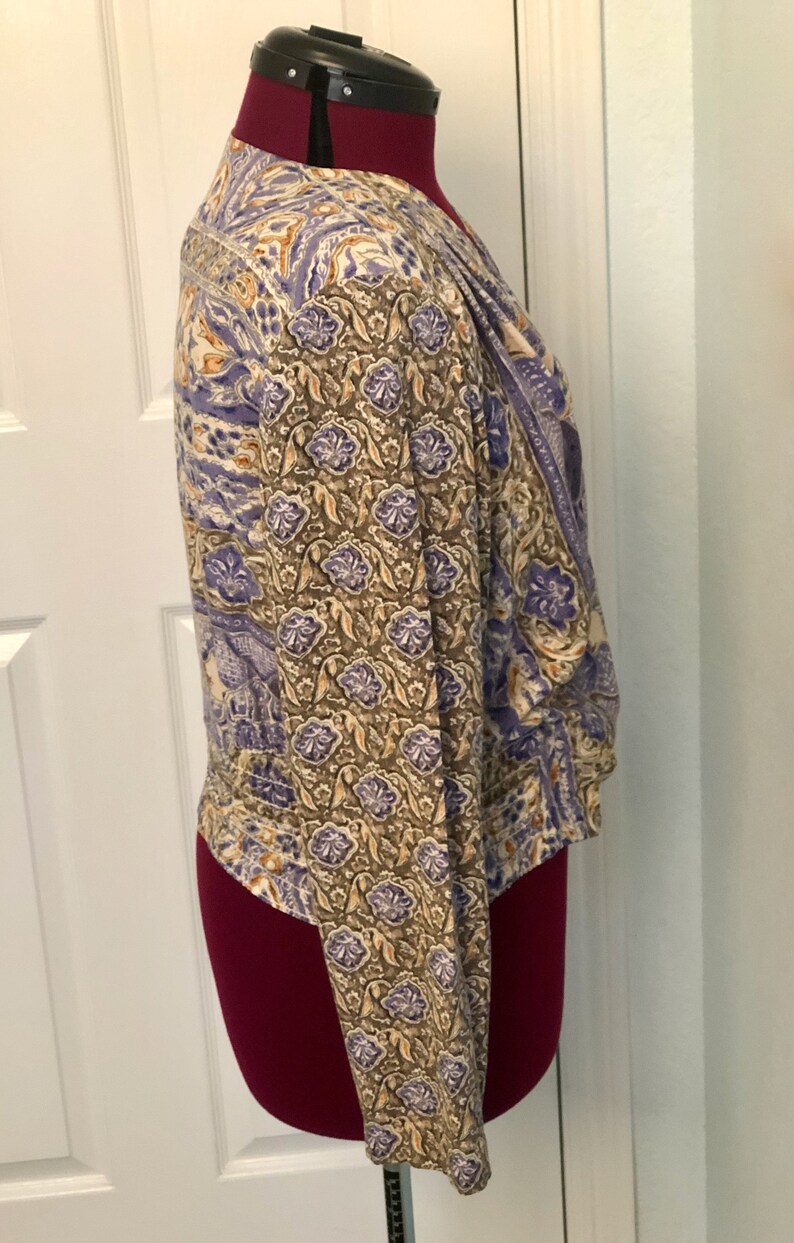 Vintage Carole Little short top blouse long sleeves wrap style