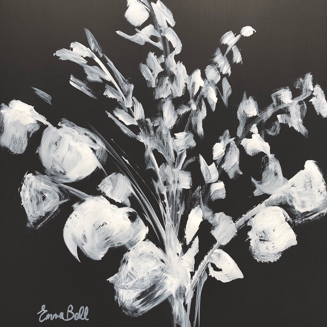 bright acrylic floral painting on 12x12 paper
