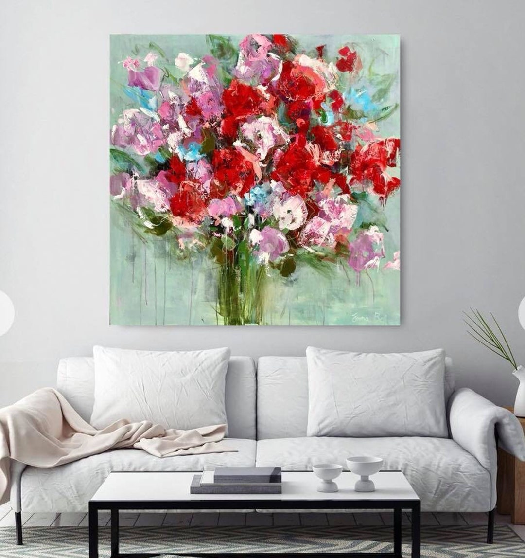 Abstract Print Large Giclee Print XLG Floral Canvas Free Shipping Boho ...