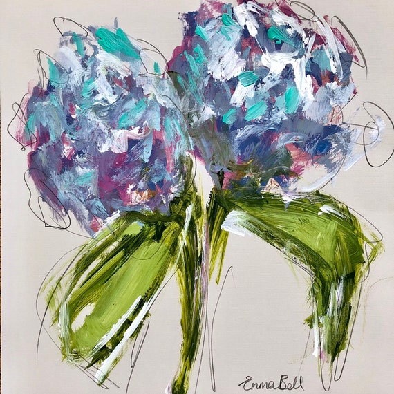 bright acrylic floral painting on 12x12 paper