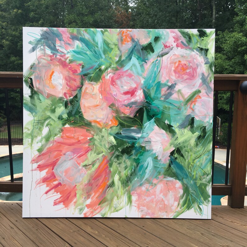 Abstract Floral Print Large Giclee Print XLG Floral Canvas Free