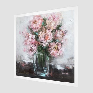 Fine art print of vase of peonies on paper | floral art | abstract art | landscape art | interior design | art print | free shipping